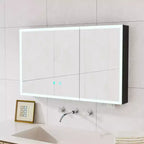 FAMYYT 35 in. W x 24 in. H Aluminum Medicine Cabinet with Mirror and Light, Anti-fog, Easy to install