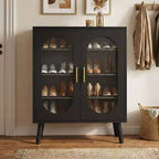 Karl Home 2 Door Sun Panel Elevated Shoe Cabinet USB 7 Color LED 4 Tier 26.77 W