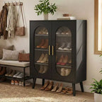 Meuble à chaussures surélevé avec panneau solaire et 2 portes Karl Home, LED 7 couleurs USB, 4 niveaux, 68 cm (L)