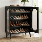 Meuble à chaussures surélevé avec panneau solaire et 2 portes Karl Home, LED 7 couleurs USB, 4 niveaux, 68 cm (L)