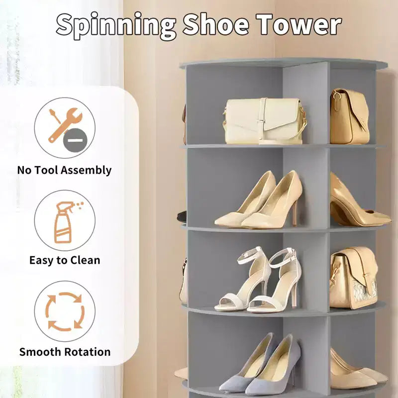 Karl Home Meuble à Chaussures WPC Rotatif à 360° à 7 Niveaux, Hauteur 72,4 po