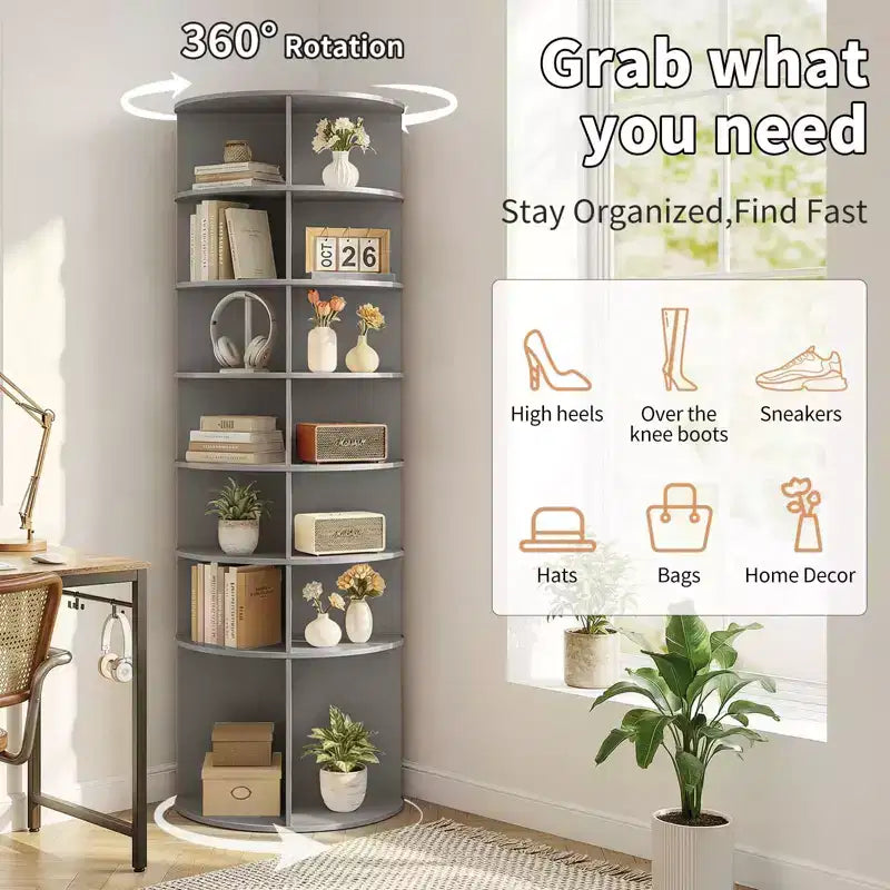 Karl Home Meuble à Chaussures WPC Rotatif à 360° à 7 Niveaux, Hauteur 72,4 po