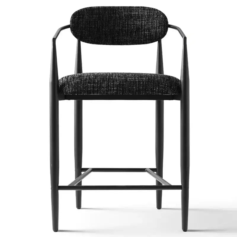 Lot de 3 tabourets de bar modernes rembourrés, hauteur comptoir, pieds fuselés en métal noir, assise spacieuse pour îlot de cuisine ou bar à domicile-Panipeachy