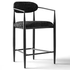 Lot de 3 tabourets de bar modernes rembourrés, hauteur comptoir, pieds fuselés en métal noir, assise spacieuse pour îlot de cuisine ou bar à domicile-Panipeachy