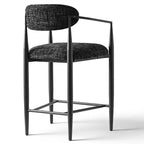Lot de 3 tabourets de bar modernes rembourrés, hauteur comptoir, pieds fuselés en métal noir, assise spacieuse pour îlot de cuisine ou bar à domicile-Panipeachy