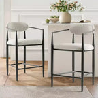 Lot de 3 tabourets de bar modernes rembourrés, hauteur comptoir, pieds fuselés en métal noir, assise spacieuse pour îlot de cuisine ou bar à domicile-Panipeachy