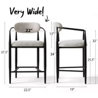 Lot de 3 tabourets de bar modernes rembourrés, hauteur comptoir, pieds fuselés en métal noir, assise spacieuse pour îlot de cuisine ou bar à domicile-Panipeachy