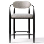 Lot de 3 tabourets de bar modernes rembourrés, hauteur comptoir, pieds fuselés en métal noir, assise spacieuse pour îlot de cuisine ou bar à domicile-Panipeachy