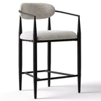 Lot de 3 tabourets de bar modernes rembourrés, hauteur comptoir, pieds fuselés en métal noir, assise spacieuse pour îlot de cuisine ou bar à domicile-Panipeachy