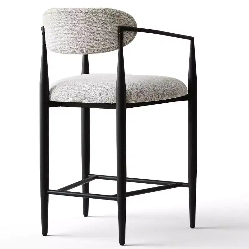 Lot de 3 tabourets de bar modernes rembourrés, hauteur comptoir, pieds fuselés en métal noir, assise spacieuse pour îlot de cuisine ou bar à domicile-Panipeachy