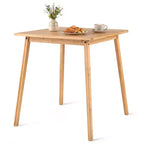Costway 27.5'' Square Bamboo Dining Table for 2-4 People Dinner Table for Dining Room