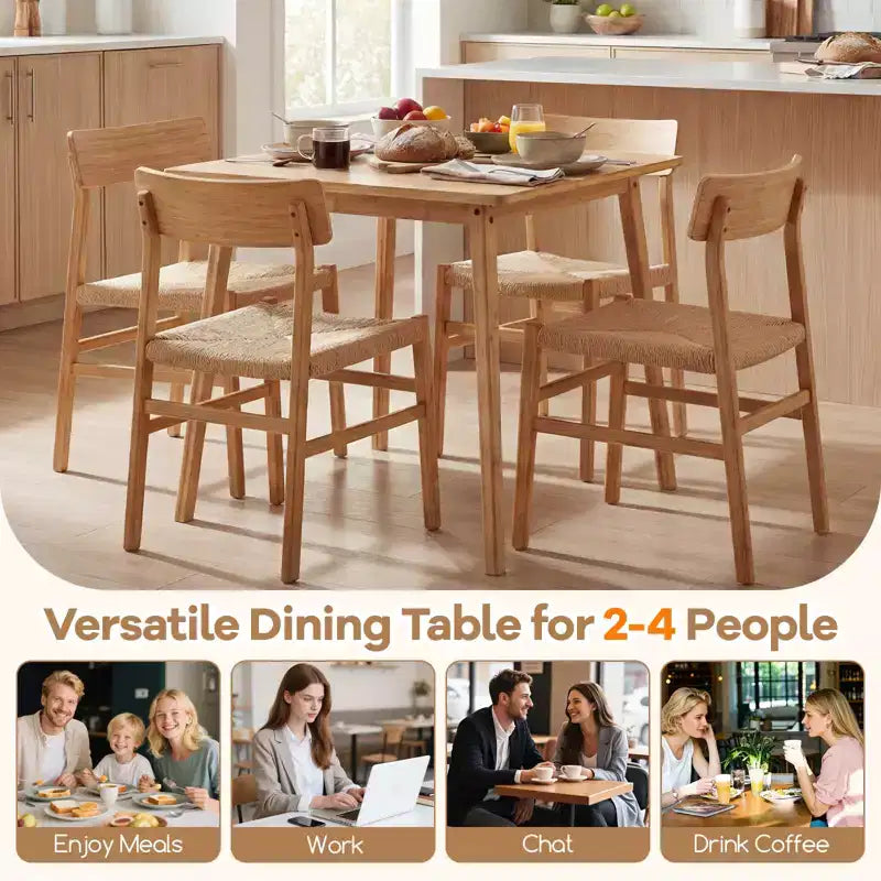 Costway Table de salle à manger carrée en bambou de 27,5 po pour 2 à 4 personnes