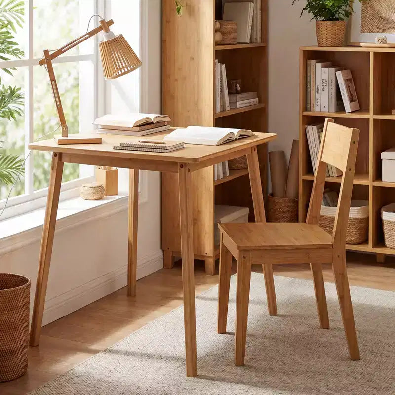 Costway Table de salle à manger carrée en bambou de 27,5 po pour 2 à 4 personnes