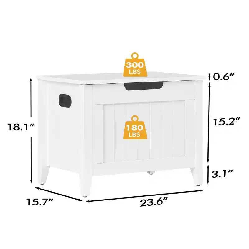 Grand banc de rangement en bois, couvercle supérieur, siège épais rembourré, 2 charnières de sécurité, capacité de 118 kg, pour entrée, chambre à coucher, salon, 60 cm, blanc