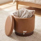 Costway Repose-Pieds Pivotant à 360° en Faux Cuir avec Rangement Caché, Capacité de Poids de 180 kg
