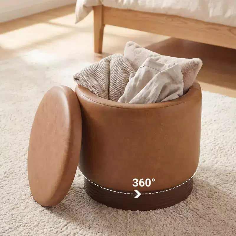 Costway Repose-Pieds Pivotant à 360° en Faux Cuir avec Rangement Caché, Capacité de Poids de 180 kg