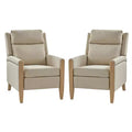 Rosa Upholstered Push Back Recliner Set of 2-BEIGE