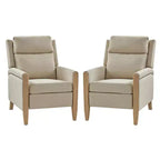 Rosa Upholstered Push Back Recliner Set of 2-BEIGE