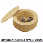 Table basse circulaire moderne en MDF de 29,53 pouces, avec motif à rayures circulaires et espace de rangement, pour la maison et la cuisine