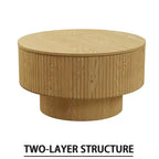 Table basse circulaire moderne en MDF de 29,53 pouces, avec motif à rayures circulaires et espace de rangement, pour la maison et la cuisine