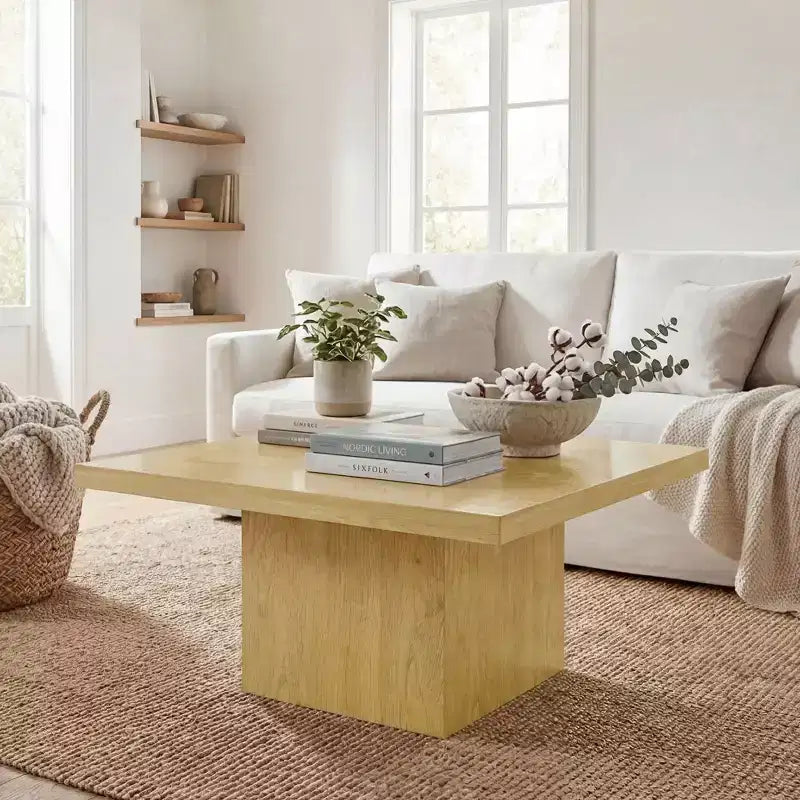 Table basse carrée HOMCOM, table basse avec plateau de 4 cm d'épaisseur, 80x80 cm