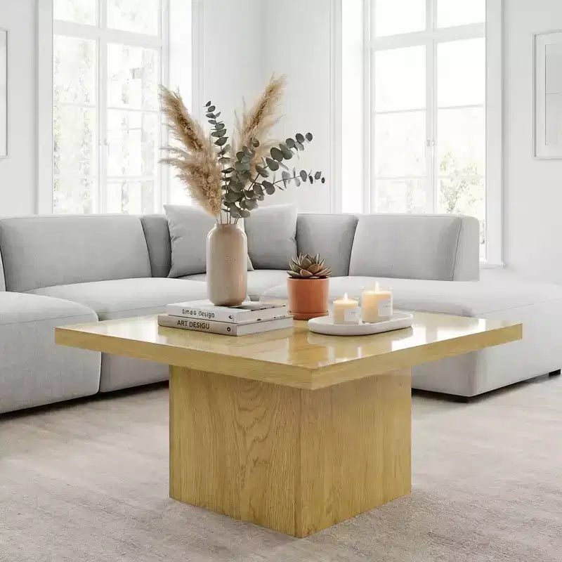 Table basse carrée HOMCOM, table basse avec plateau de 4 cm d'épaisseur, 80x80 cm