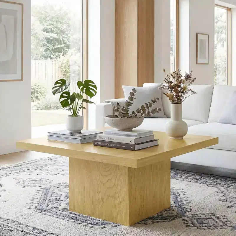 Table basse carrée HOMCOM, table basse avec plateau de 4 cm d'épaisseur, 80x80 cm