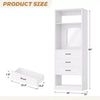 Besiost Système de Rangement de Placard avec 3 Tiroirs de Rangement, Organiseur de Garde-Robe Robuste avec Miroir,