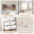 Besiost Système de Rangement de Placard avec 3 Tiroirs de Rangement, Organiseur de Garde-Robe Robuste avec Miroir,