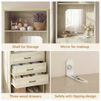 Besiost Système de Rangement de Placard avec 3 Tiroirs de Rangement, Organiseur de Garde-Robe Robuste avec Miroir,