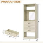 Besiost Système de Rangement de Placard avec 3 Tiroirs de Rangement, Organiseur de Garde-Robe Robuste avec Miroir,