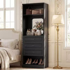 Besiost Système de Rangement de Placard avec 3 Tiroirs de Rangement, Organiseur de Garde-Robe Robuste avec Miroir,