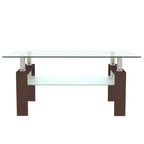Jolie petite marque de jouets Table basse rectangulaire en verre, Table basse transparente, Tables d'appoint centrales modernes pour salon, Meubles de salon