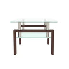 Jolie petite marque de jouets Table basse rectangulaire en verre, Table basse transparente, Tables d'appoint centrales modernes pour salon, Meubles de salon