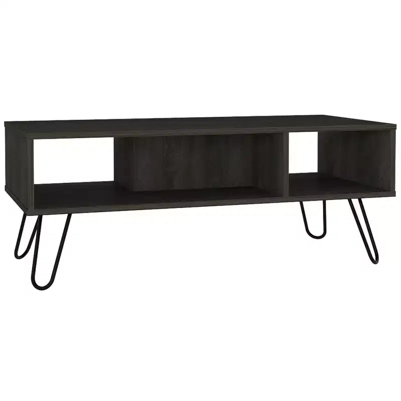 Jolie petite marque de jouets Table Basse Vassel, pieds épingle à cheveux, deux étagères - Espresso