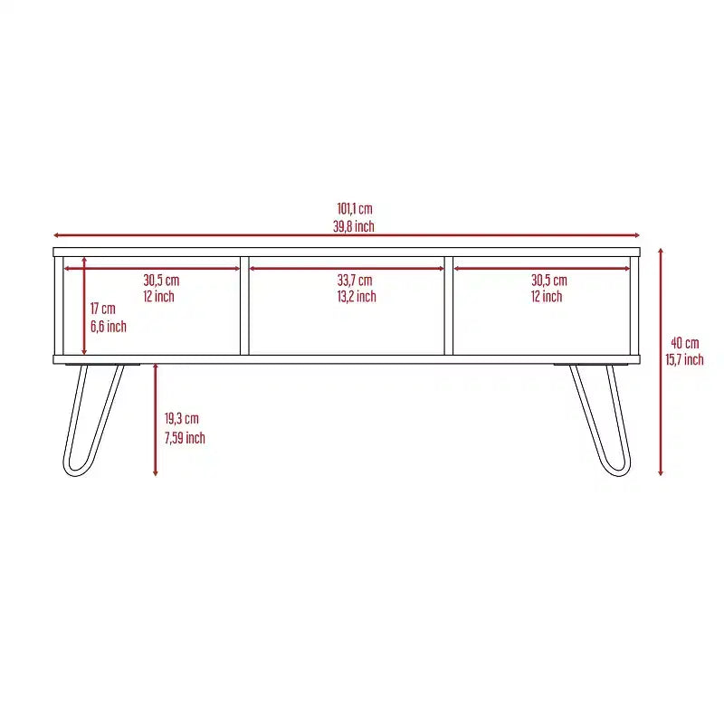 Jolie petite marque de jouets Table Basse Vassel, pieds épingle à cheveux, deux étagères - Espresso