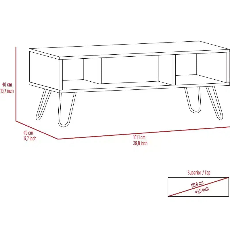 Jolie petite marque de jouets Table Basse Vassel, pieds épingle à cheveux, deux étagères - Espresso