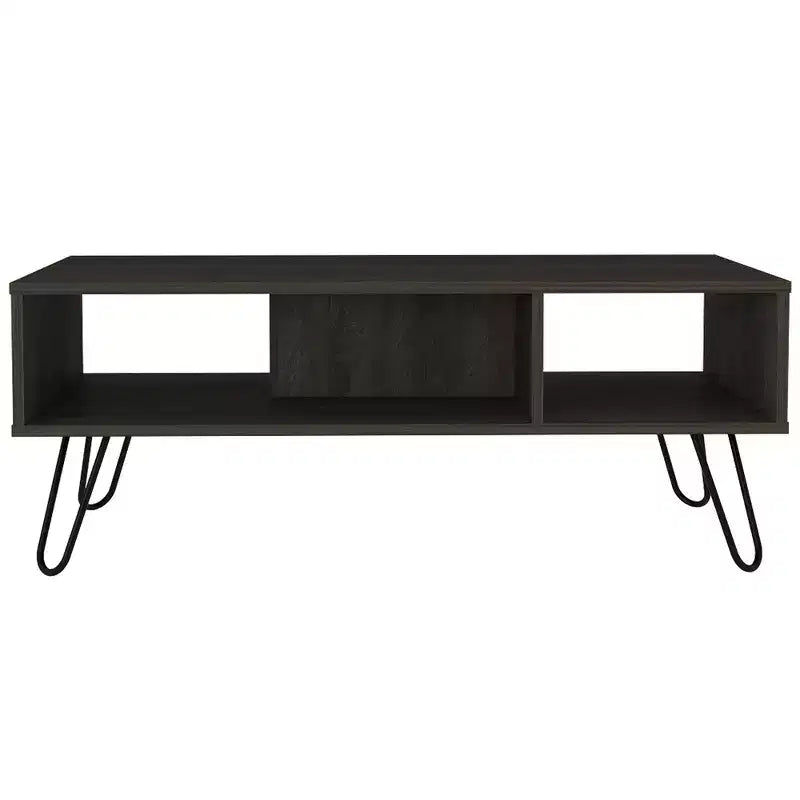Jolie petite marque de jouets Table Basse Vassel, pieds épingle à cheveux, deux étagères - Espresso