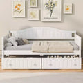 FAMYYT Twin Size Wooden Daybed with 2 Drawers, Easy Assembly, White