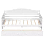 FAMYYT Lit banquette double en bois avec 2 tiroirs, assemblage facile, blanc