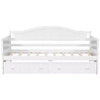 FAMYYT Lit banquette double en bois avec 2 tiroirs, assemblage facile, blanc