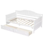 FAMYYT Lit banquette double en bois avec 2 tiroirs, assemblage facile, blanc