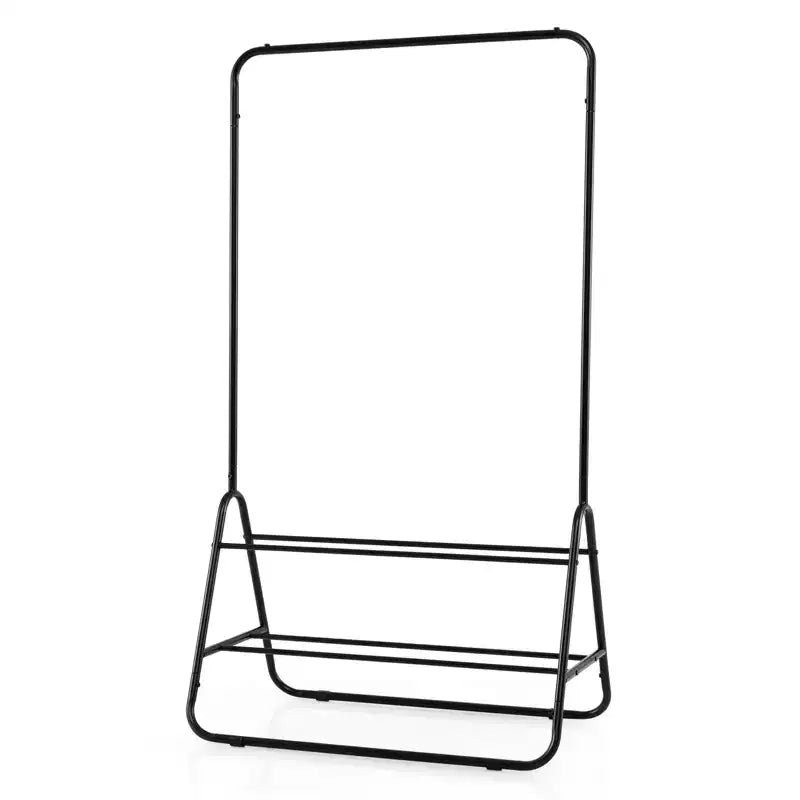 Portant à Vêtements Robuste Costway, en Métal, avec Tringle de Suspension et Étagères de Rangement, Blanc/Noir