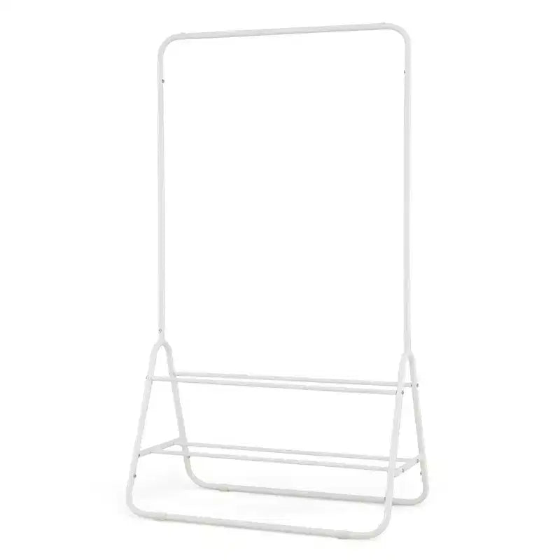 Portant à Vêtements Robuste Costway, en Métal, avec Tringle de Suspension et Étagères de Rangement, Blanc/Noir