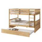 Lit superposé Whisen Full sur Full, cadre en bois d'hévéa pour enfants, mobilier de chambre d'intérieur, convertible en 2 lits séparés, lit gigogne coulissant - Naturel