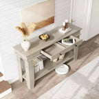 Console de couloir longue de 54 pouces de style ferme avec tiroirs, tables de couloir rectangulaires en bois avec étagère de rangement ouverte, table de canapé derrière le canapé, table de foyer