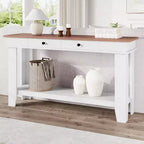 Console de couloir longue de 54 pouces de style ferme avec tiroirs, tables de couloir rectangulaires en bois avec étagère de rangement ouverte, table de canapé derrière le canapé, table de foyer