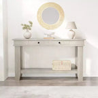 Console de couloir longue de 54 pouces de style ferme avec tiroirs, tables de couloir rectangulaires en bois avec étagère de rangement ouverte, table de canapé derrière le canapé, table de foyer