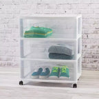 Lot de 4 chariots de rangement larges à 3 tiroirs Sterilite, organisateur en plastique à roulettes, blanc
