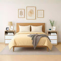 Karl Home 15.7In. White Nightstand with 2 Beveled Drawer (2 Pcs)